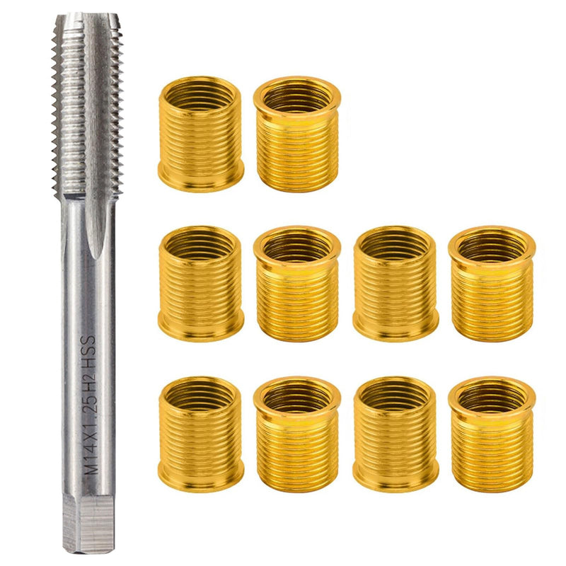 Spark Plug Thread Repair Kit, Stainless Steel Repair kit for Automotive Gasoline Engines Generators, M12×1.25 Inserts and M14×1.25 Tap Spark Plug Rethreading Set M12X1.25