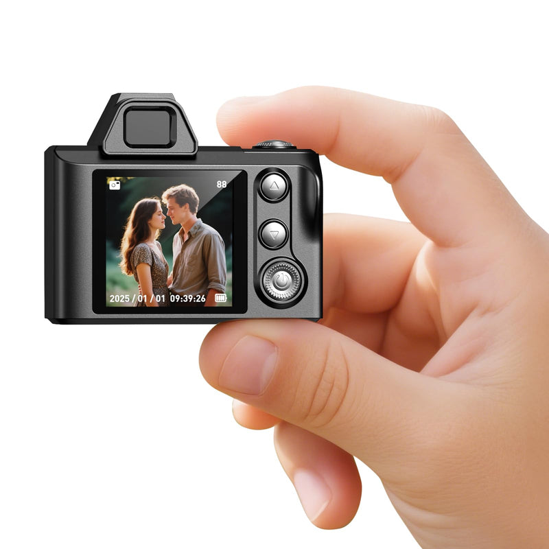 Mini Keychain Camera -Maxmango 1080P HD Video Tiny Retro Digital Camera with 64GB SD Card, 1.3’’ HD Screen Portable Small Camera for Travel Study Recording Black