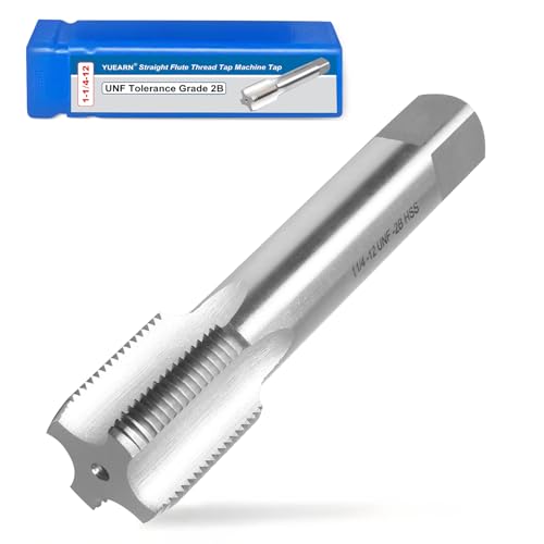 1-1/4"-12 UNF Right Hand Straight Flute Machine Thread Tap, 1-1/4"-12 TPI HSS High-Speed Steel 2B, for Precision Tapping in Metalworking 1-1/4’‘-12