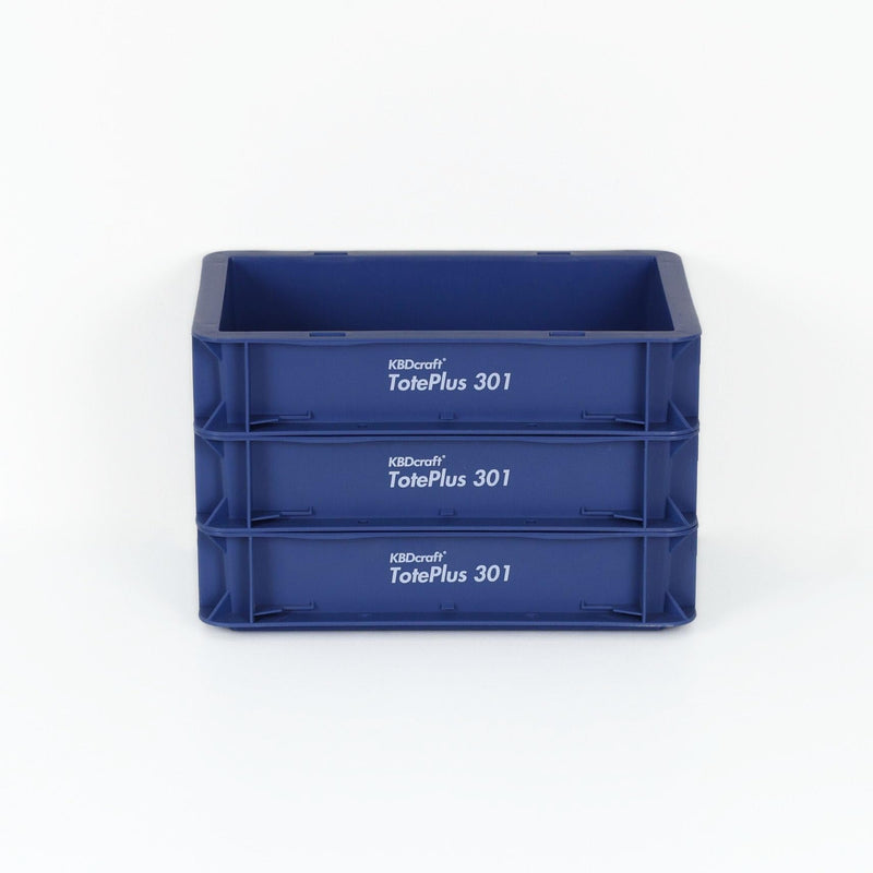 KBDcraft Stackable Storage Bin - Heavy-Duty Plastic Organizer Box and Tray with Straight Walls, small plastic bin totes for storage, 12"x8"x3", 0.5Gal, Blue, 3 Pack