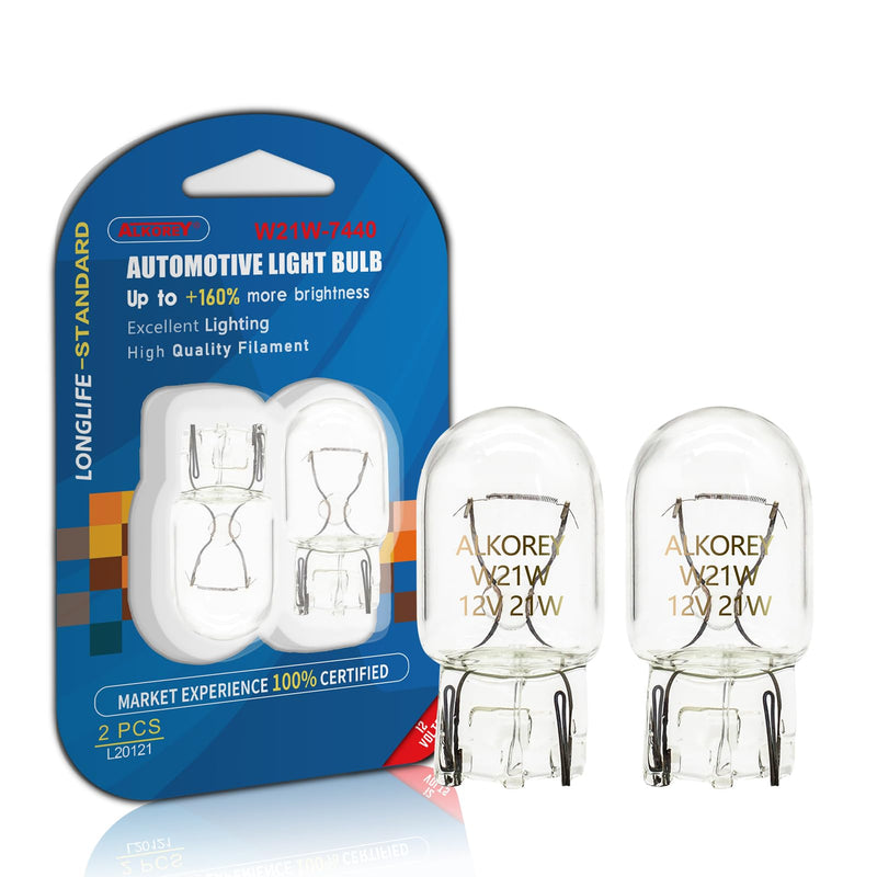 ALKOREY-T20 W21W 7440 Bulb,2700K Warm White 12V 21W 7440 Replacement Bulbs for Back Up Reverse Lights, Brake Tail Lights,Car Miniature Lamps,Ideal for Parking,2 Pack