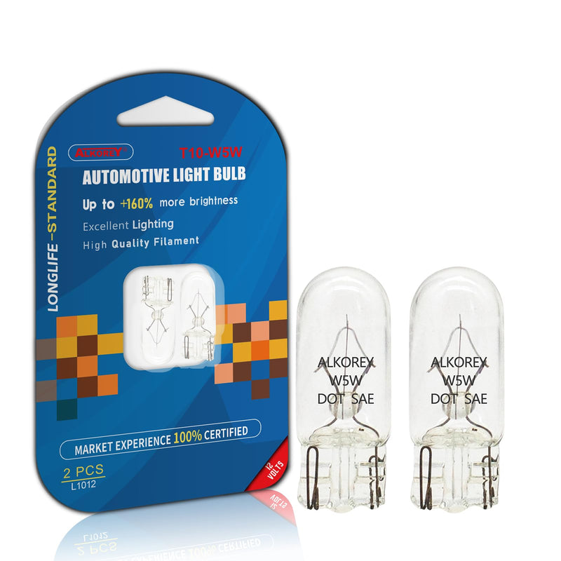 T10 W5W 194 168 12V 5W Light Bulbs,2700K Warm White Lamps,Replacement Bulb for License Plate Lights, Dome Map Light, Courtesy Light Bulbs,2 Pack