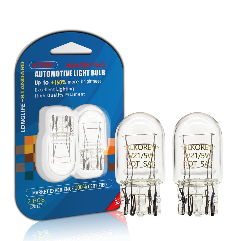 7443 T20 W21/5W 12V 21/5W Reverse Light Bulbs,2700K Warm White Lights,Tail Brake Lights Backup Lights Turn Signal Lights, 2 Pack