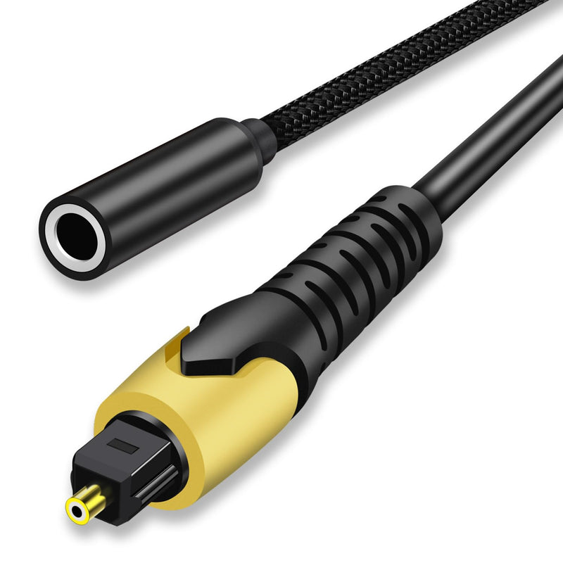192KHz DAC Optical to 3.5mm Female Converter,Optical Audio Cable to AUX Cable Adapter,Digital to Analog Audio Converter for HDTV DVD Set-top Boxes (Unidirectional O-ptical to A UX) Aux Cable - 5FT 1