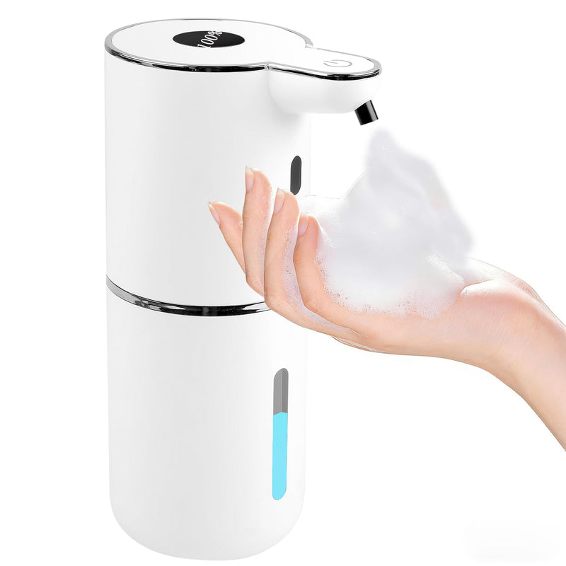 Automatic Soap Dispenser,6-Level Foaming Hand Soap Dispenser,Touchless Dish Soap Dispenser for Kitchen Bathroom,Ipx5 Waterproof,1200mah Rechargeable,12.8oz/380ml,Wall Mount & Countertop White