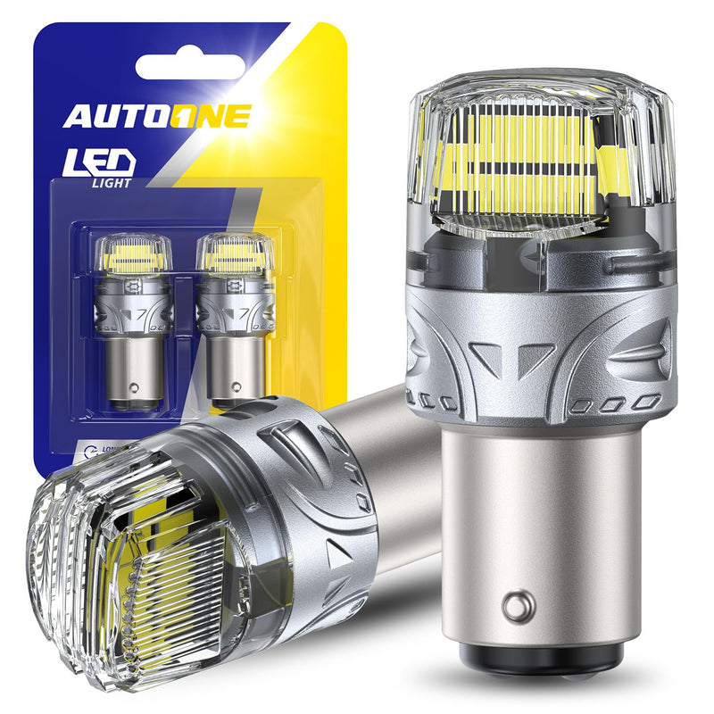 AUTOONE White 1157 LED Light Bulbs, 700% Brighter & 6500K White 7528 2057 2357 LED Bulbs for Backup Reverse Parking Signal Blinker Tail DRL Brake Lights, 2PCS 1157/2357