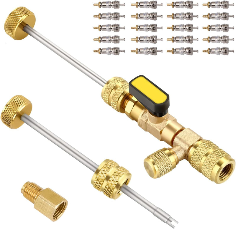 Valve Core Remover/Installer – Dual Size 1/4 & 5/16 Flare Tool for HVAC R32 R410A | Efficient Valve Stem Removal for Air Conditioning Repairs | Perfect for HVAC Professionals