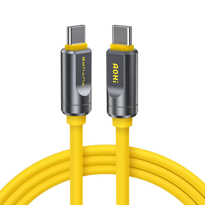 AOHI USB4 2.0 Cable 6.6ft with 240W PD3.1 Fast Charging, 80Gbps Data Transfer, Dual 8K/Triple 4K Display, The Future Adonis USB C Cable for MacBook Pro/Air, iPhone 17 Pro Max, SSD, Docking, Yellow 6.6 FT