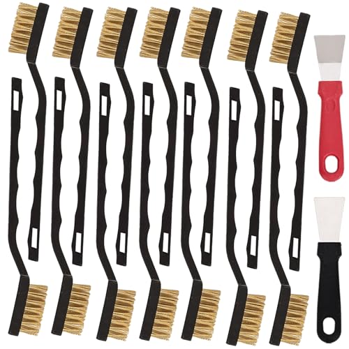 48 Pcs Mini Brass Brush Set, Brass Scratch Brush with Curved Handle 48