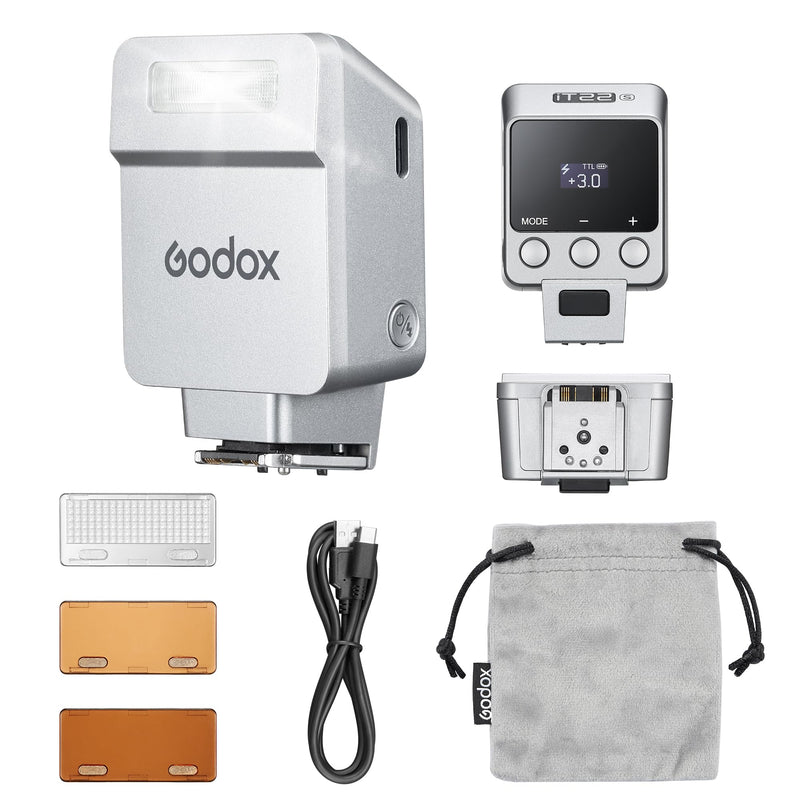 GODOX iT22 F IT22F mini Flash, TTL Wireless Camera Flash for Fuji Camera | 700+ Flashes & 1.5 s Recycling iFlash IT22 F (Silver)