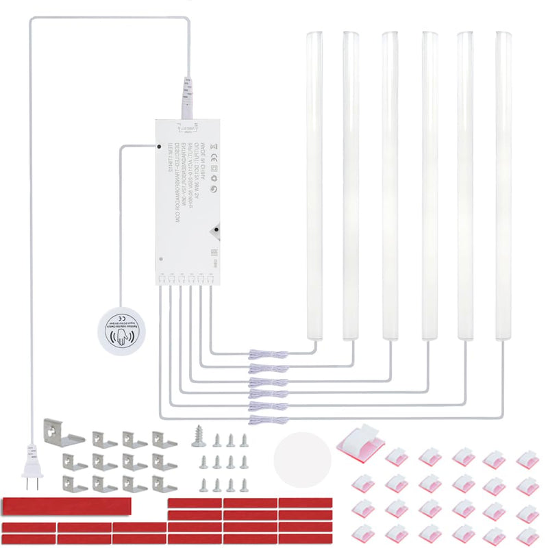 12" V-Shape Diffused LED Strip Light Bars Kit,Aluminum Channel Lights with Touch Sensor for Under Cabinet,Gun Safe,Closet,Under Counter,Book Shelf,Display Showcase,6000K White,6Pack 6000K Pure White 12in / 6Pcak