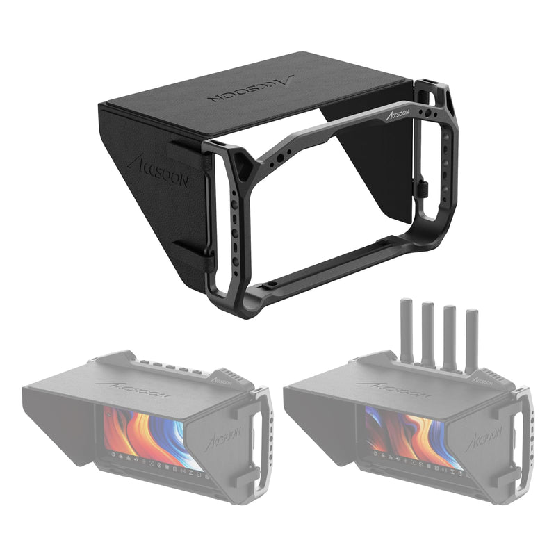 Accsoon CineView M7/M7 Pro 7 inch Camera Field Monitor Cage& Sunshade Kit for CineView M7 Pro Wireless Video Transmission System with Multiple Anti-Rotation 1/4” Mounts, Weight 222g