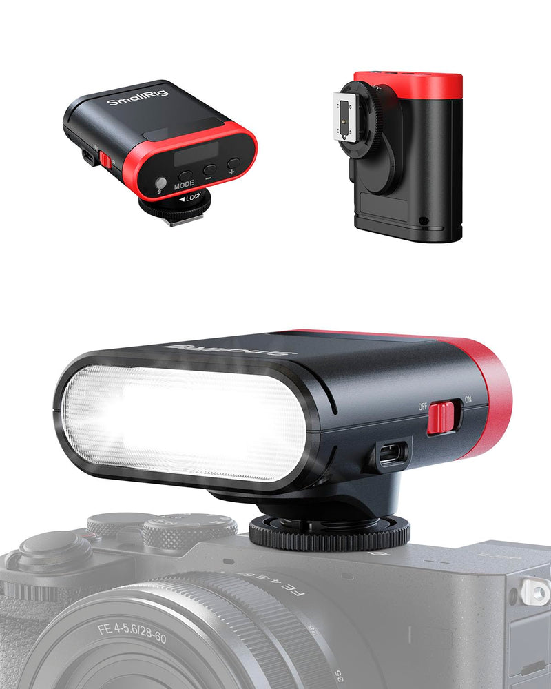 SmallRig RS20 Mini Camera Flash for Canon for Sony, GN12 Speedlite Flash for Camera with 2000mAh Battery OLED Screen, 8 Levels 500 Full-Power Flashes/1.8s Recycle/6500K, A/M Mode 1/1-1/128-5374