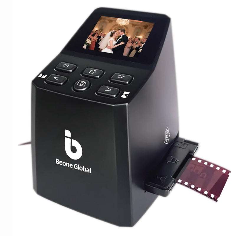 BEONEGLOBAL ClearScan MINI Film Scanner 16MP Slide & Film Scanner, Converts 35mm/135/126 Film & Slides to Digital Photos, Easy-to-Use Film Digitizer，2.31" LCD Screen