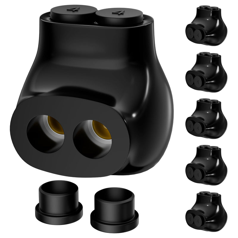 DaierTek 2 Port Insulated Multi Tap Connector, 4-14 AWG Wire Connectors, Single-Sided Entry Aluminum to Copper Wire Connectors with Slotted Allen Hex, Electrical Connectors, Wire Tap, 6 Pack 4-14 AWG-6PCS