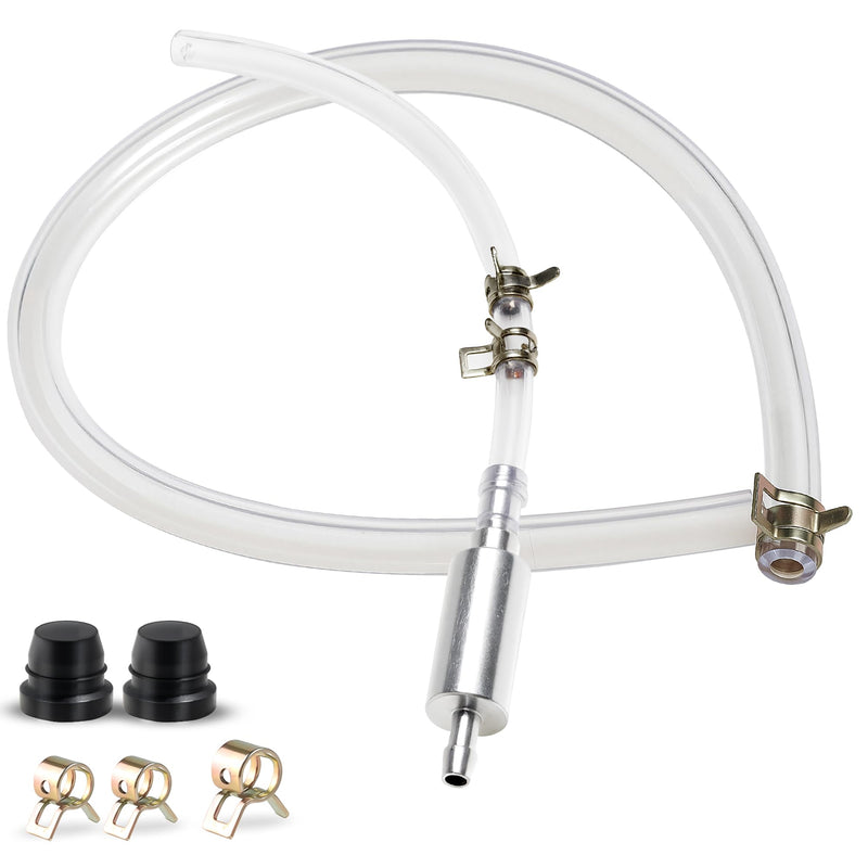 Brake Bleeder Hose with One-Way Check Valve – Universal Brake Fluid Bleeding Kit for Car Motorcycle Clutch System, Anti-Backflow Soft Tube with Screw Caps & Spring Clamps (1 Set) 1 Set