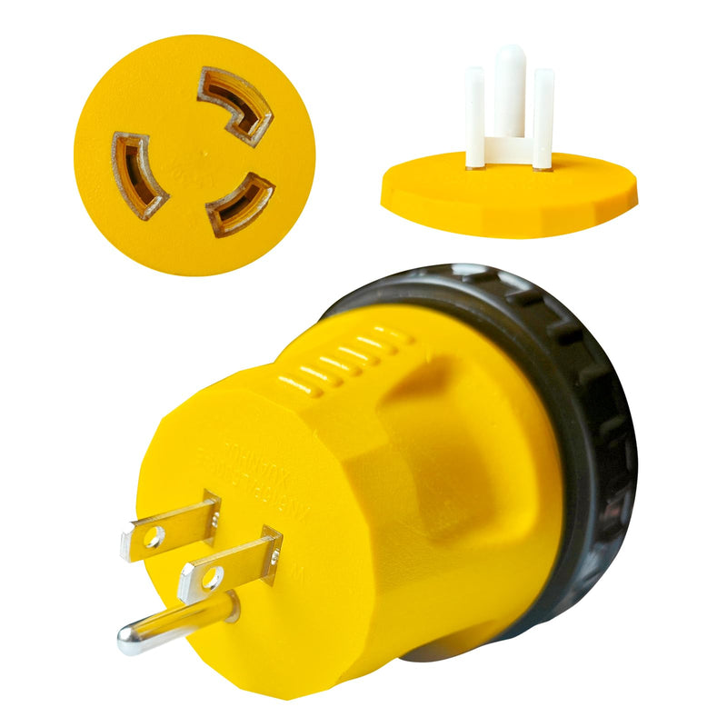NEMA 5-15P to NEMA L5-30R Twist Locking Shore Power Plug 30 Amp to 15 Amp 110 RV Adapter , 15A Household Male to 30A RV Female Electrical Converter for RV Camper Caravan Van Travel Trailer