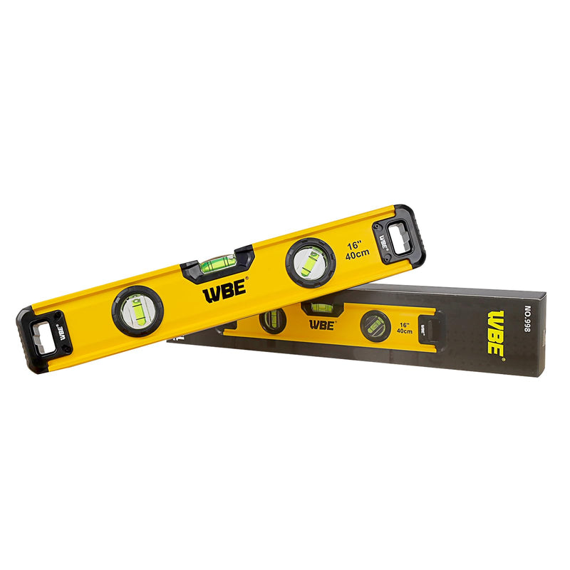 WBE 16-Inch Magnetic Torpedo Level with 45°/90°/180° Bubbles, Aluminum Alloy Body, Heavy Duty Level,Precision-Machined Base,Shockproof Rubber End Caps,Hanging Hole for Construction,Carpentry(1 PACK) 1 PACK