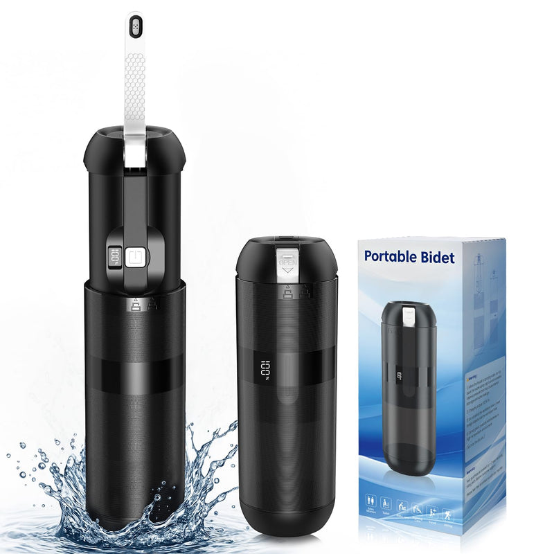 Portable Bidet for Travel - Electric Travel Bidet with 180° Adjustable Nozzle, 2 Spray Modes & IPX7 Waterproof | Rechargeable Personal Hygiene Solution for On-The-Go Adults Black