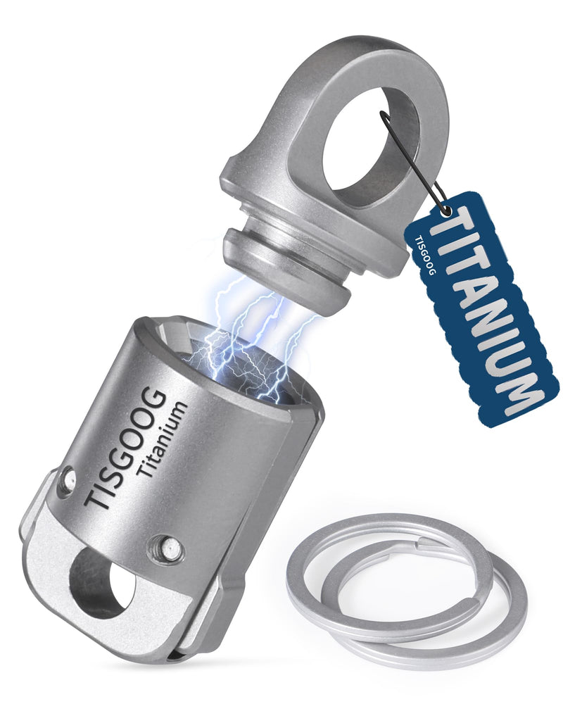 Titanium Magnetic Quick Release Keychain, Heavy Duty Key Holder, Detachable Chain Rings, 88LB Load Capacity Ti Connector*1 + 1 in Ss Keyring*2
