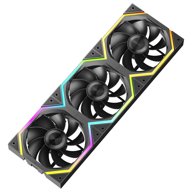 Jungle Leopard Galaxy 120mm PC Reverse Blade Case Fans, ARGB and PWM Cooling Fan PC, Axle Core Double Ring CD Pattern Module Computer Fans, Daisy-Chain 5V RGB Fan (Black 3 Pack) Black Reverse