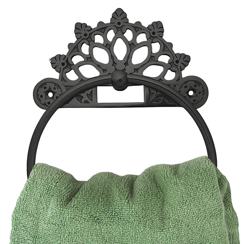 Victorian Towel Ring | Solid Brass | Black 6 inches | Hand Towel Hanger | Round Towel Holder for Bathroom, Toilet,Kitchen Accessories Handmade | Wall Mounted | Napkin Holder