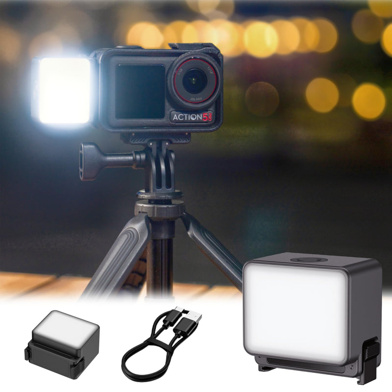 JJC Magnetic Auxiliary Light for DJI Osmo Action 5 Pro 4 3, Rechargeable Mini LED Video Light, for Selfie Vlog Recording, Lightweight IPX5 Waterproof Light for Osmo Nano