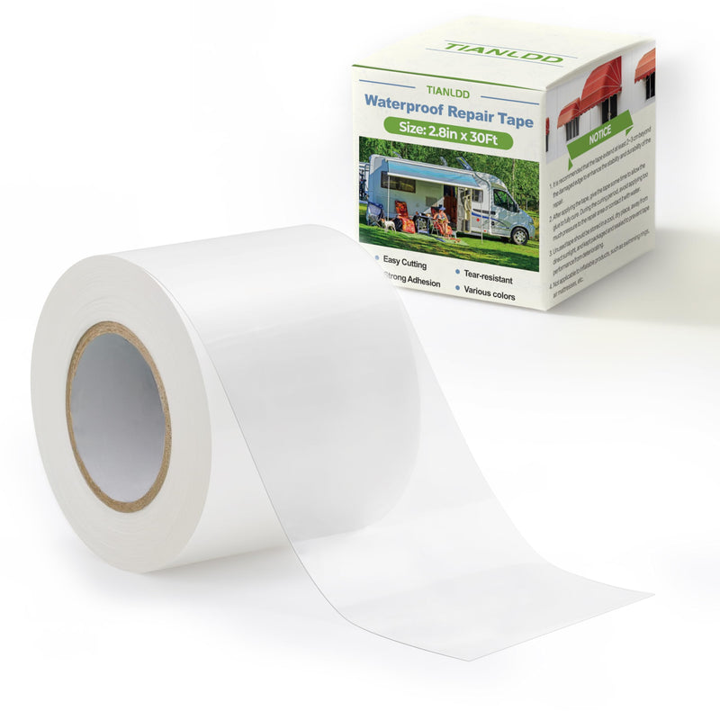 Waterproof Repair Tape for Fabric,RV Awning,Boat Covers,Tents,Tarp,Heavy Duty Outdoor Repair Patch - 3.3IN x 30FT（Transparent） Transparent