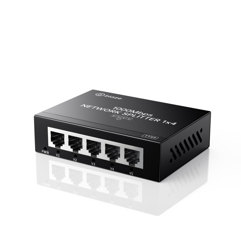 4-Port Ethernet Splitter, Gigabit LAN Network Hub Adapter 1 to 4, Plug & Play Internet Cable Connector for Home/Office/School, Cat6 RJ45 Splitter for PC/Modem/Router/Gaming (1000Mbps)