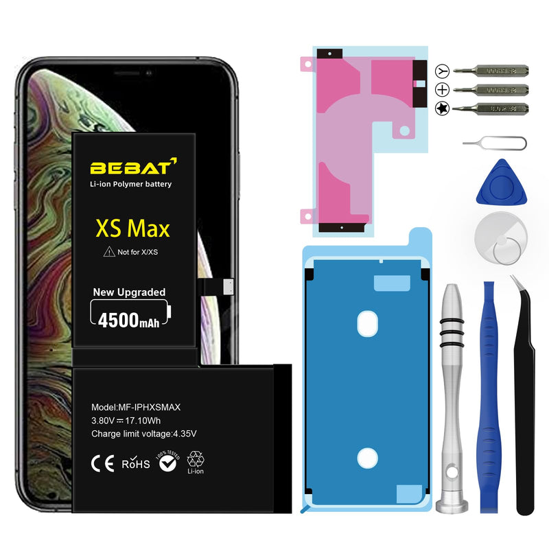 Replacement for iPhone Xs MAX Battery, 4500mAh High Capacity Li-ion Polymer Replacement Battery for Model A1921 A2101 A2102 A2104 with Professional Repair Tool Kits