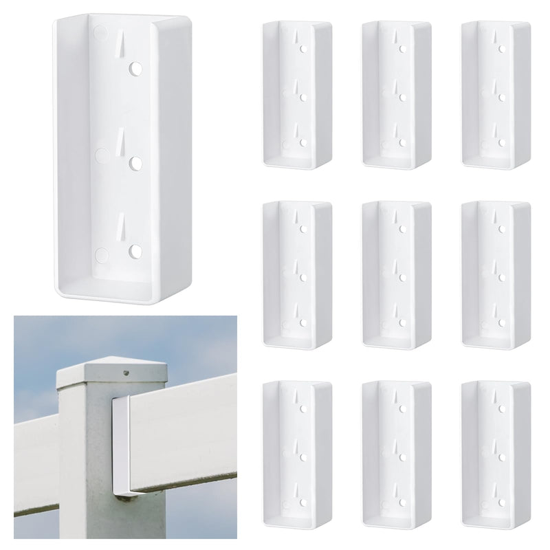 Nuanchu 10 Pcs Vinyl Fence Brackets White 1.5'' x 5.5'' Vinyl Fence Rail Mount Brackets Bulk U Mount Bracket Kit for Railings Fences Walls 1.5" x 5.5"