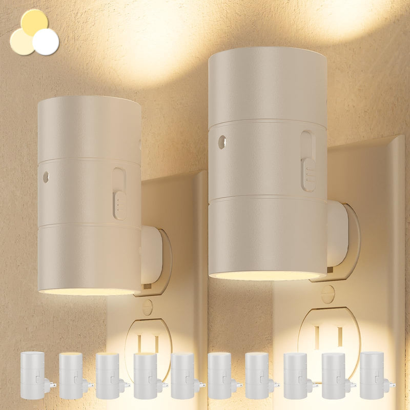 NIORSUN Night Lights Plug into Wall, Dimmable with 3 Color Modes & Auto On/Off Sensor, Ultra-Slim Nightlight for Hallway, Bathroom, Bedroom, Nursery, Kitchen (10 Pack, White) 10 Pack