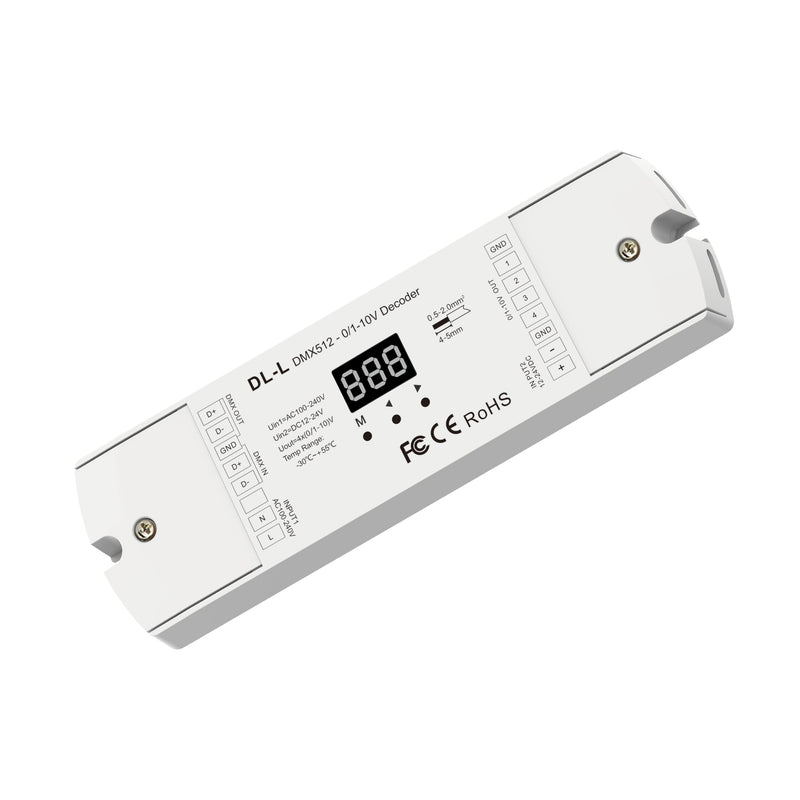DMX512 to 4CH 0/1-10V Analog Signal DMX 0-10V LED Dimmer RGB/RGBW Controller 4-Channel Dimmer Dl-l