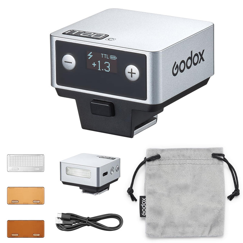 GODOX iT20 Mini TTL Camera Flash Light (45g Ultra-Light) 700 Full Flashes, 1.5s Recycle, Magnetic Accessories for Canon Nikon Sony Fuji Olympus (Siliver, for Canon) Siliver