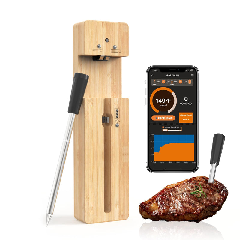 Smart Wireless Meat Thermometer, Bluetooth Food Thermometer for Grill, Remote Tracking and Accurate Temperature with APP Alerts, Perfect Gifts for Men, BBQ Lovers, Smoker 1 Probe