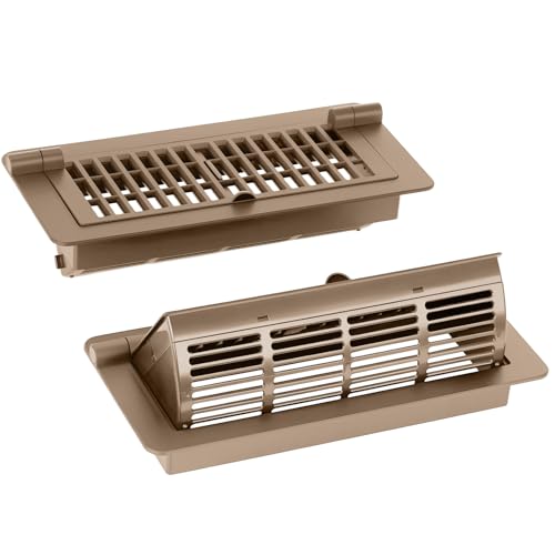 2-in-1 Vent Deflector & Floor Vent Covers, Floor Register 4x10, 2 Pack Adjustable Heat Air Vent Deflectors, Vent Covers for Home Floor, Office, Ceiling, Tool-Free Installation (Brown) Brown