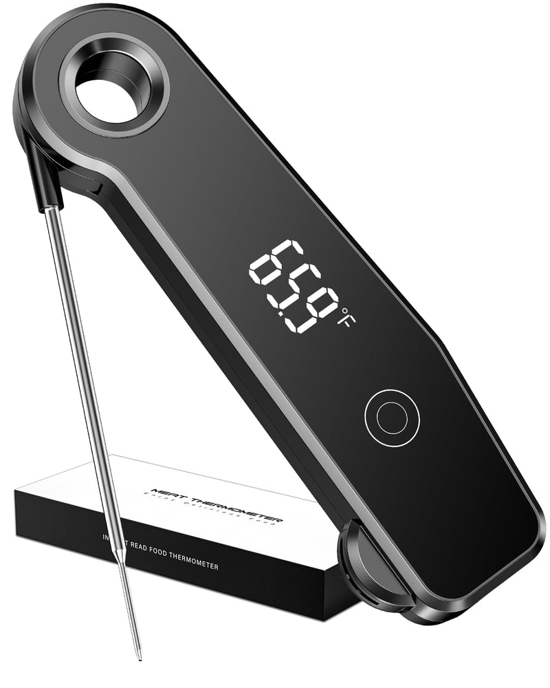 2025 Upgrade Meat Thermometer Digital for Cooking, 0.5s Instant Read Food Thermometer, ±0.5 ℉ Accuracy Kitchen Thermometer, Large LED Display, IP67 Waterproof for Grill, BBQ, Oven, Brewing, Baking Black