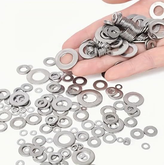 180pcs Stainless Steel Washer Set – M2 to M10 Assorted Sizes, Polished Surface, Durable & Rust-Resistant – Flat Washers for DIY, Mechanical, and Electronic Projects