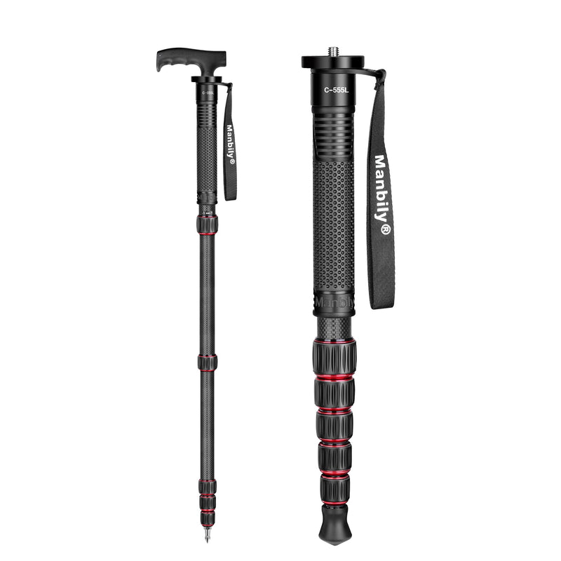 Carbon Fiber Camera Monopod, Portable Compact Lightweight Travel Monopod with Walking Stick Handle for DSLR Canon Nikon Sony Video Camcorder, 28mm Thick Leg, Max Load 22 lbs/10kg
