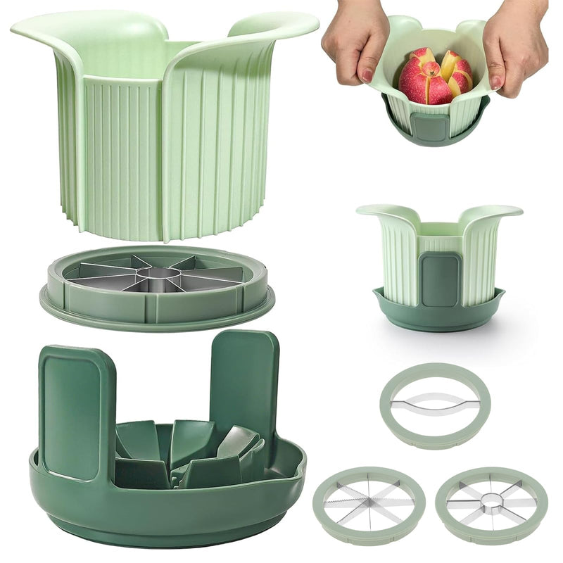 Apples Slicer and Corer, 8 Slices Heavy Duty Pear, Mango & Tomato Cutter with Stand & Comfort Handle, Up to 3.7 IN Apples(Green,3 cut pieces) Green 3 cut pieces