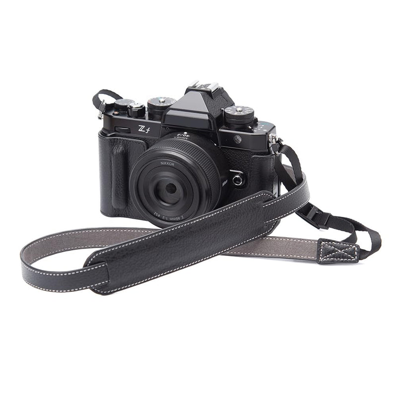 Handcrafted Vintage Half-Wrap Camera Protector Genuine Leather Camera Case for Nikon ZF (Black combination set) Black combination set
