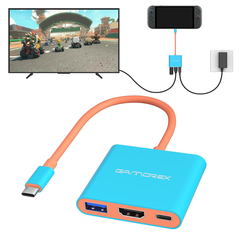 Switch 2 TV Dock fo Switch 2/Switch/Switch OLED, Portable TV Docking 3-in-1 USB C Hub with 4K@60Hz HDR, USB-A Port,100W Fast Charging