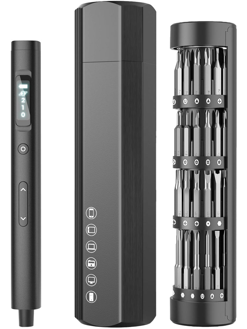 Mini Electric Screwdriver Sets,Sowkos Gifts for men,Screwdriver set with 60 Precision Bits,4 Torque Settings,Repair Tool Kit for Electronics Phone Camera Laptop Watch Black