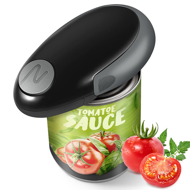 Electric Can Opener, Effortless One-Touch Electric Can Opener, One-Touch Button Operation, Hands-Free, Black, Kitchen Countertop