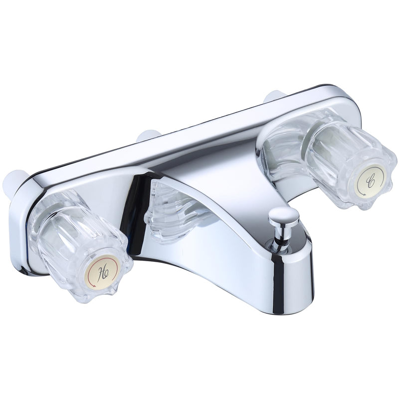 Mobile Home RV Tub Shower Center-Set Faucet, 8 inch, 2-Handle Wall Mount Shower Valve, RV and Motor Home Bath Tub & Shower Faucet with Clear Acrylic Knobs (Chrome) Chrome