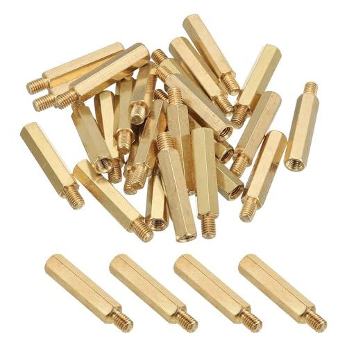 PATIKIL M5 Brass Hex Standoff, 25 Pcs PCB Motherboard Spacer Screws for Drone Quadcopter Computer Build Electronic Projects Circuit Board, Gold (M5 x 30mm+7mm) M5 x 30mm+7mm