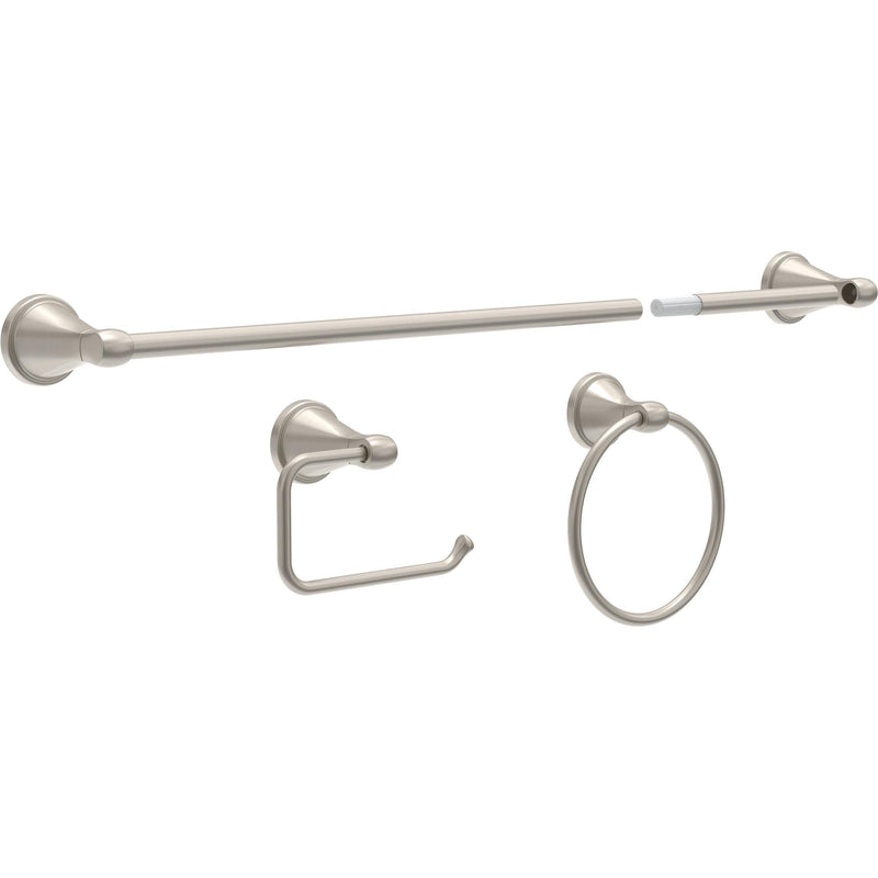 Delta Faucet Becker 3-Piece Bathroom Set, SpotShield Brushed Nickel, 18"/24" Towel Rack, Toilet Paper Holder, Ring BCK63-DN