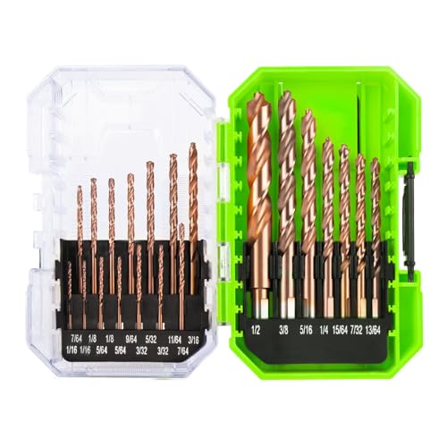21-Piece Cobalt Drill Bit Set, M35 HSS Coated Twist Drill Bits 21-Piece