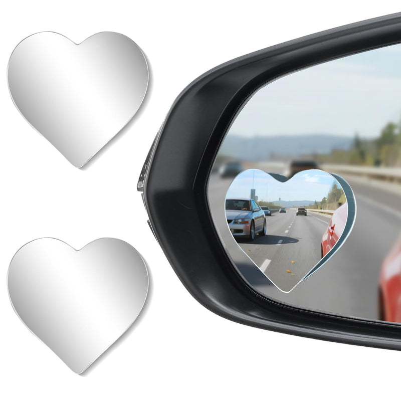 LivTee Blind Spot Mirrors, Heart Shaped HD Glass Frameless Convex Rear View Mirrors, Wide Angle Adjustable Stick for Side Mirror, Automotive Exterior Accessories for Car, SUV & Trucks, Pack of 2