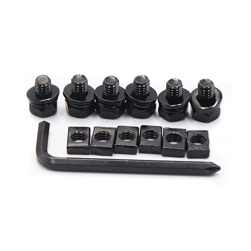 6-Pack Black M6 x14mm Bolt Square Nut Kit, Stainless Steel 304 M6 x 14mm 12